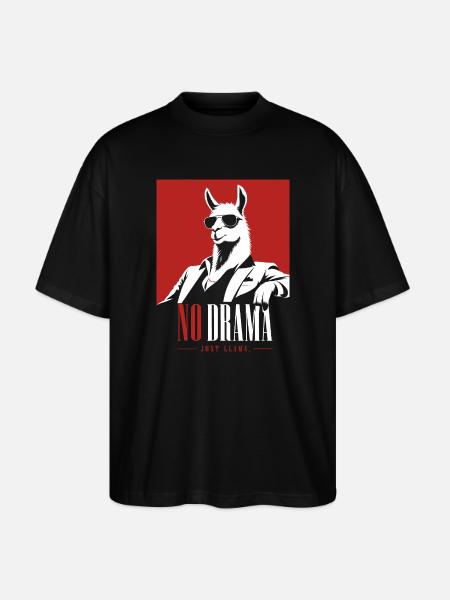 No Drama Just Llama Retro Lama - Stanley/Stella Oversized Unisex Organic T-shirt Blaster 2.0 - black