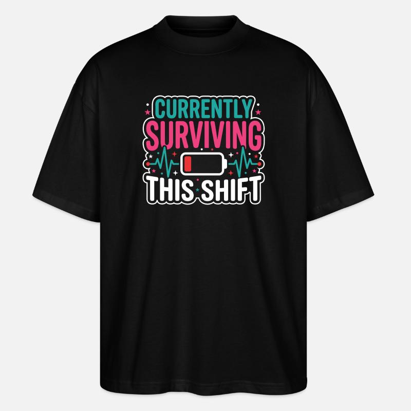 Infirmière de nuit, fatiguée - T-shirt bio Blaster 2.0 coupe oversize Stanley/Stella Unisexe - noir