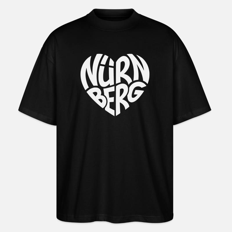 Lettrage en cœur de Nuremberg - T-shirt bio Blaster 2.0 coupe oversize Stanley/Stella Unisexe - noir
