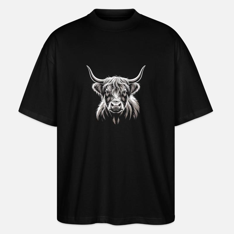Schottisches Hochlandrind - Stanley/Stella Oversized Unisex Bio T-Shirt Blaster 2.0 - Schwarz
