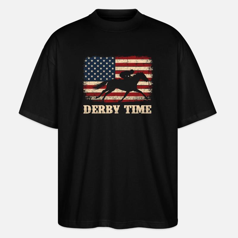 Vollblut-Pferderenn-Derby-Rennbahn-Fan - Stanley/Stella Oversized Unisex Bio T-Shirt Blaster 2.0 - Schwarz