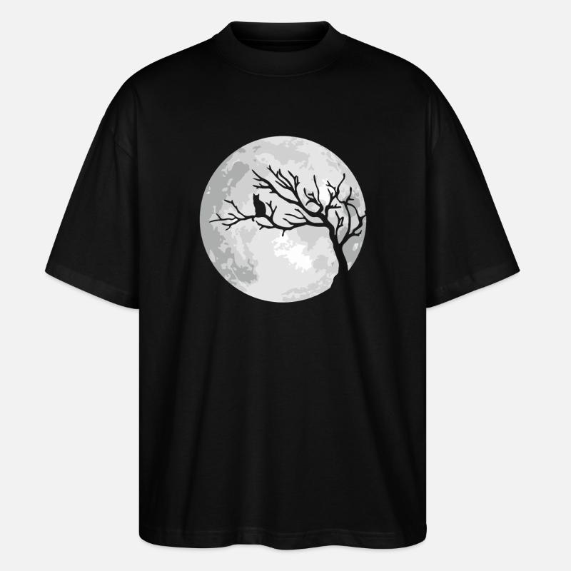 Lune de Chat Lune d’Halloween - T-shirt bio Blaster 2.0 coupe oversize Stanley/Stella Unisexe - noir