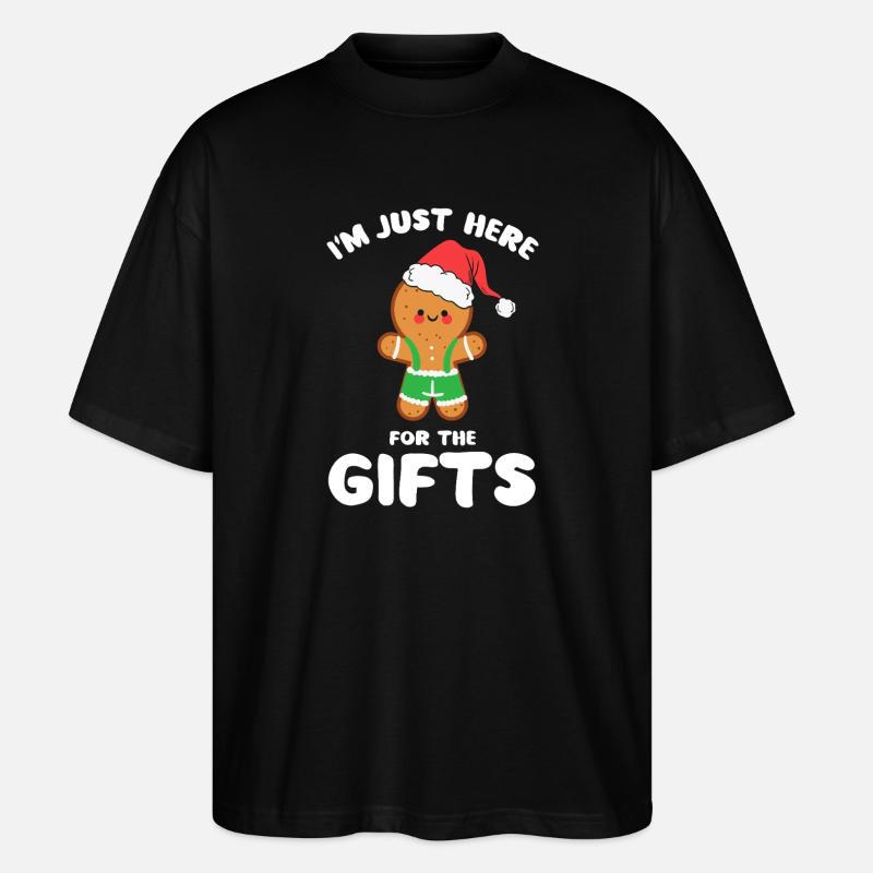 Gingerbread Santa Gift Tee - Stanley/Stella Oversized Unisex Organic T-shirt Blaster 2.0 - black