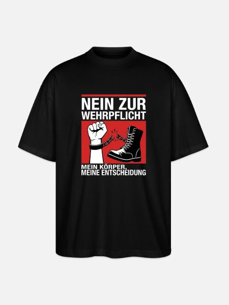 Nein Zur Wehrpflicht - Stanley/Stella Oversized Unisex Bio T-Shirt Blaster 2.0 - Schwarz