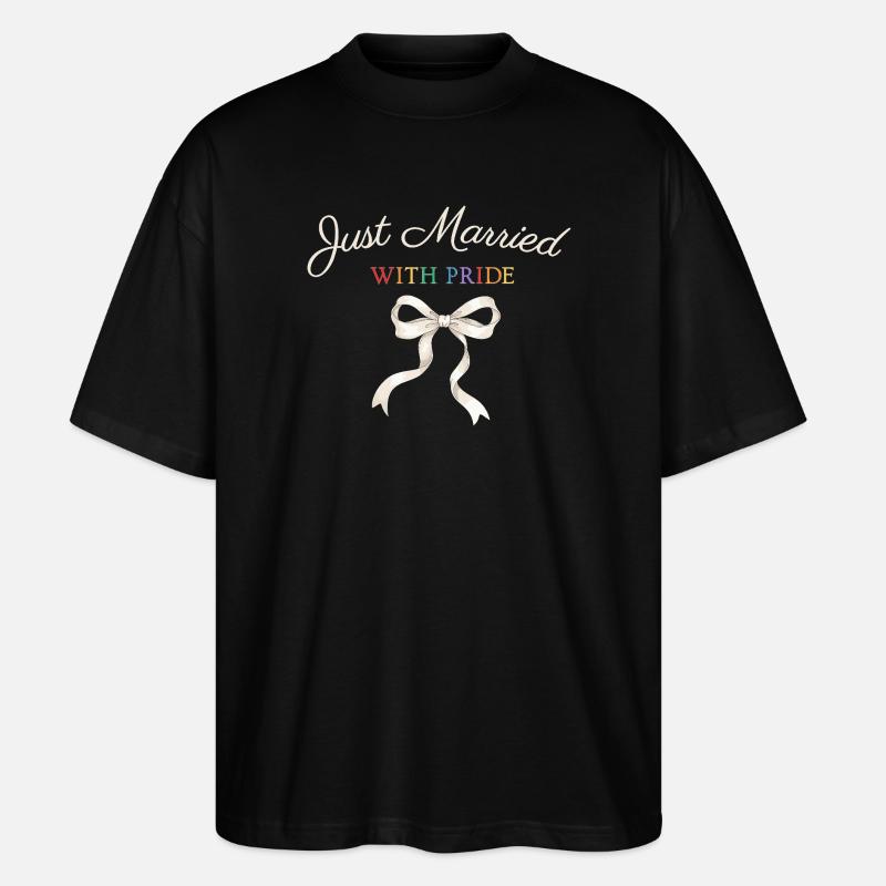 Just Married Pride Bow - Stanley/Stella Oversized Unisex Organic T-shirt Blaster 2.0 - black