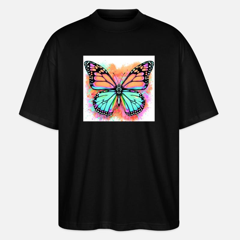 Schmetterling - Stanley/Stella Oversized Unisex Bio T-Shirt Blaster 2.0 - Schwarz