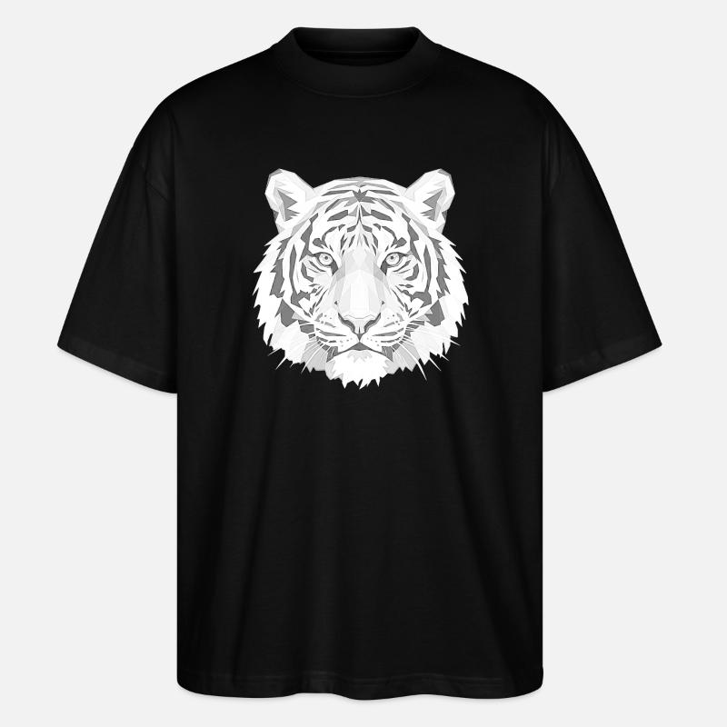 Geometric Tiger Head Grey - Stanley/Stella Oversized Unisex Organic T-shirt Blaster 2.0 - black