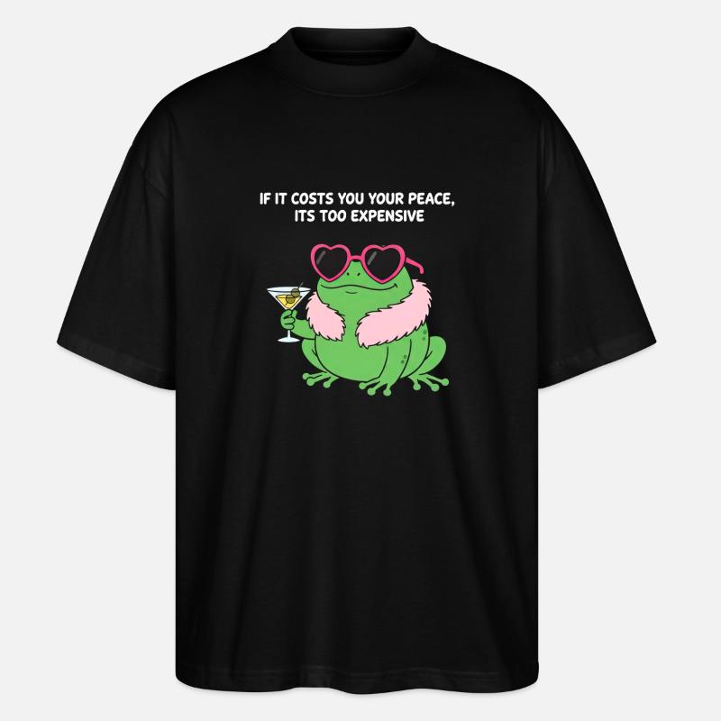 Friedlicher Frosch-Martini - Stanley/Stella Oversized Unisex Bio T-Shirt Blaster 2.0 - Schwarz