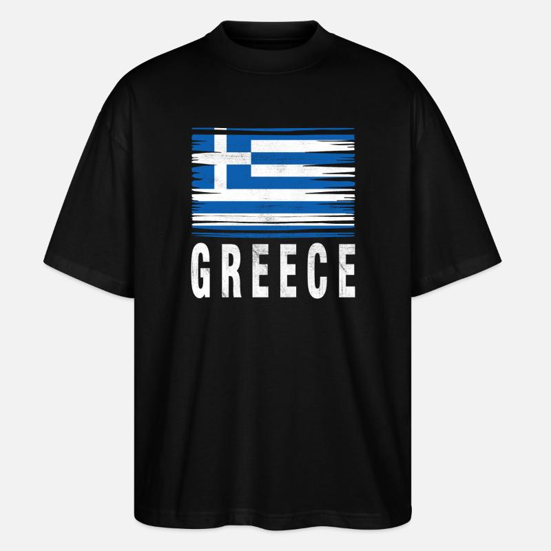 Drapeau au pinceau Grèce - T-shirt bio Blaster 2.0 coupe oversize Stanley/Stella Unisexe - noir