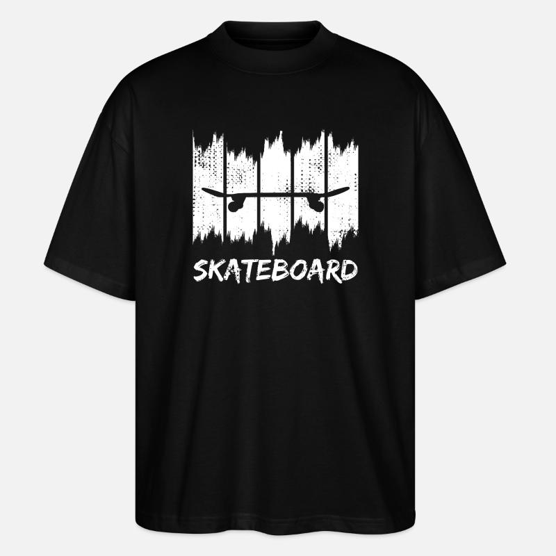 Skateboard Silhouette Grunge Print - Stanley/Stella Oversized Unisex Organic T-shirt Blaster 2.0 - black