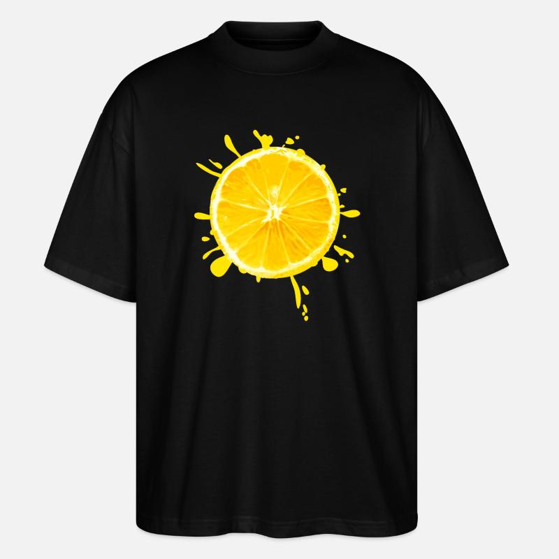 Jaune éclaboussure d’agrumes - T-shirt bio Blaster 2.0 coupe oversize Stanley/Stella Unisexe - noir