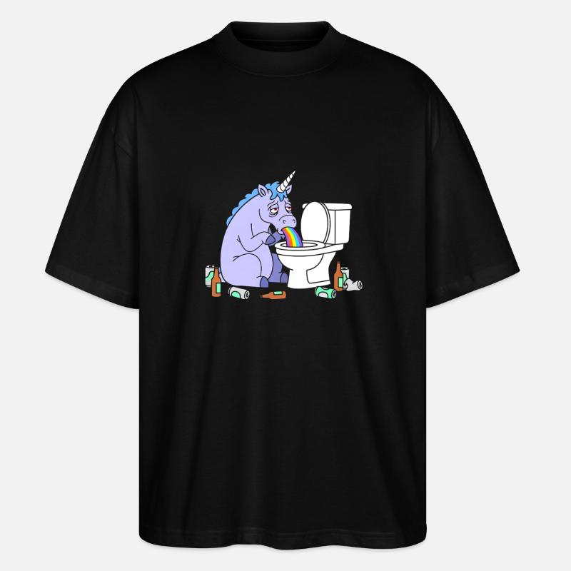 Klo Regenbogen Einhorn - Stanley/Stella Oversized Unisex Bio T-Shirt Blaster 2.0 - Schwarz