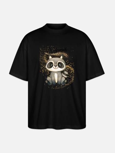 Süßer Waschbär auf Glitzer - Stanley/Stella Oversized Unisex Bio T-Shirt Blaster 2.0 - Schwarz