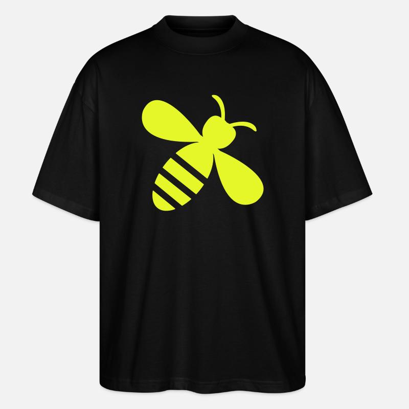 Neon Bee Yellow on Black - Stanley/Stella Oversized Unisex Organic T-shirt Blaster 2.0 - black