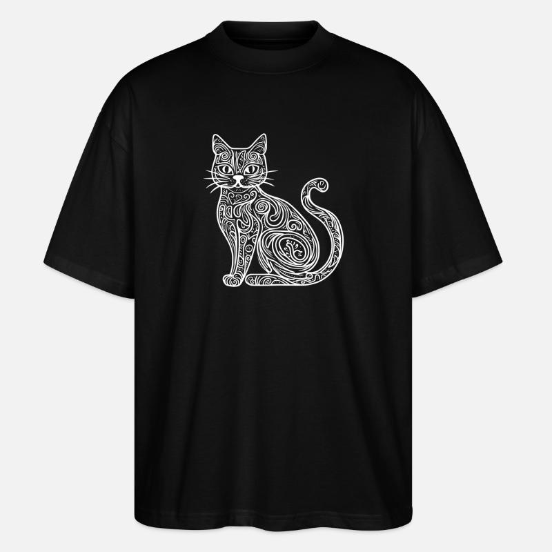 Croquis du chat - T-shirt bio Blaster 2.0 coupe oversize Stanley/Stella Unisexe - noir