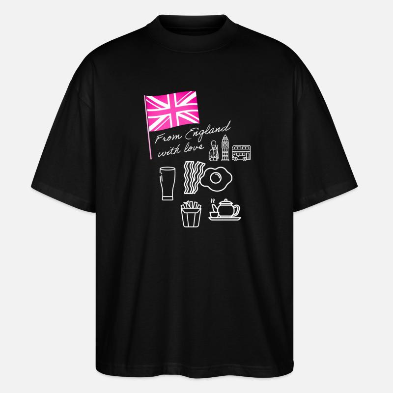 EXANGLIA (Rose + Blanc) - T-shirt bio Blaster 2.0 coupe oversize Stanley/Stella Unisexe - noir