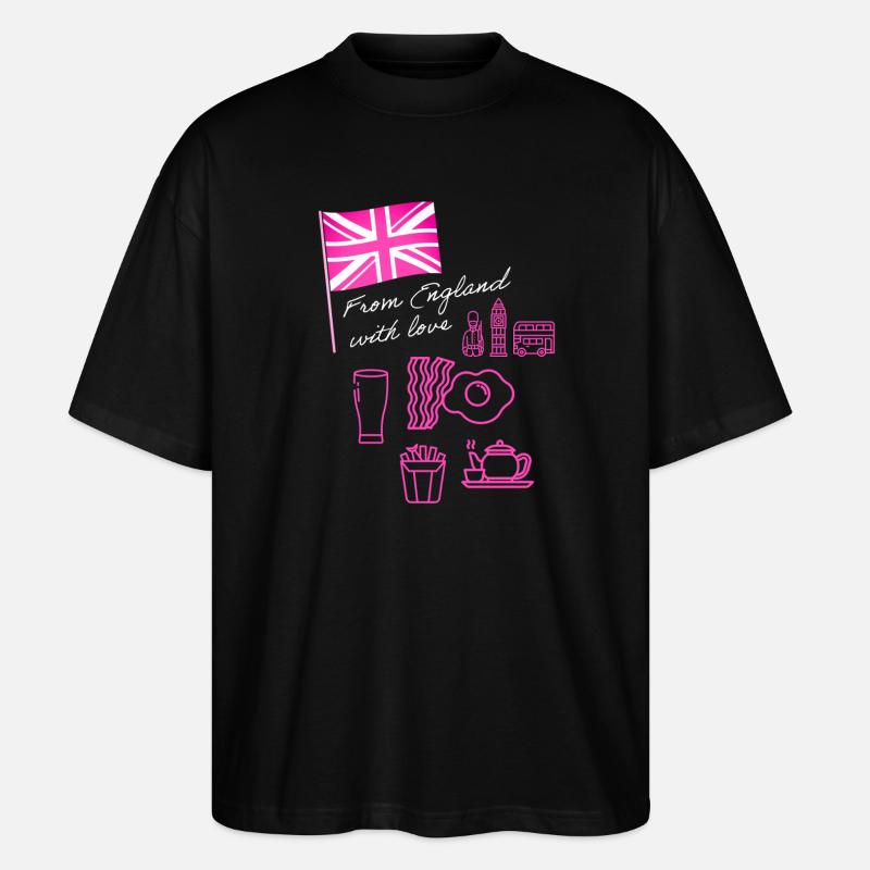 EXANGLIA (Texte rose + blanc) - T-shirt bio Blaster 2.0 coupe oversize Stanley/Stella Unisexe - noir