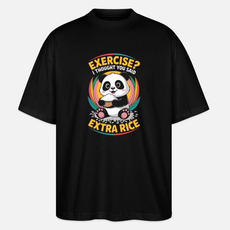 Panda Extra Rice Humor - Stanley/Stella Oversized Unisex Bio T-Shirt Blaster 2.0 - Schwarz