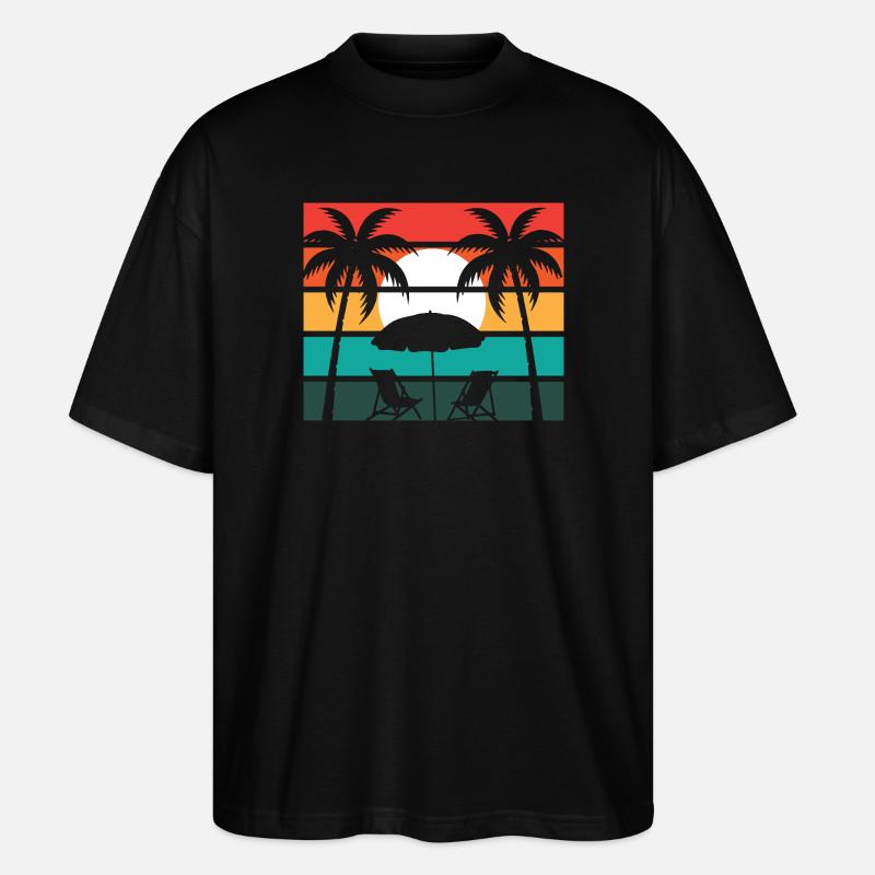 Beach palm and sun - Stanley/Stella Oversized Unisex Bio T-Shirt Blaster 2.0 - Schwarz