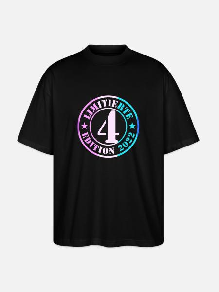 4th Birthday Young Girls - Stanley/Stella Oversized Unisex Organic T-shirt Blaster 2.0 - black