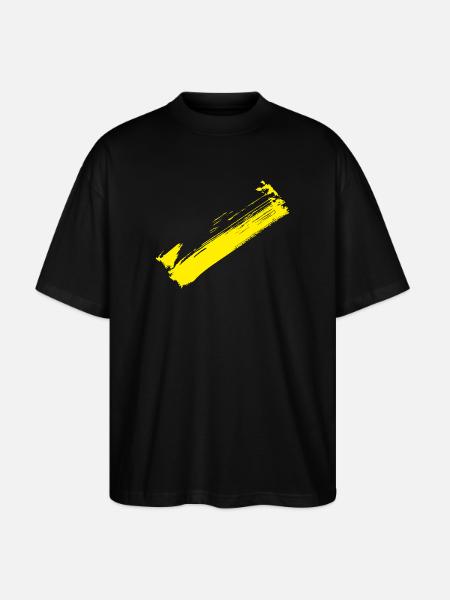 Brush Style Stripe - Diagonal Yellow - Stanley/Stella Oversized Unisex Organic T-shirt Blaster 2.0 - black