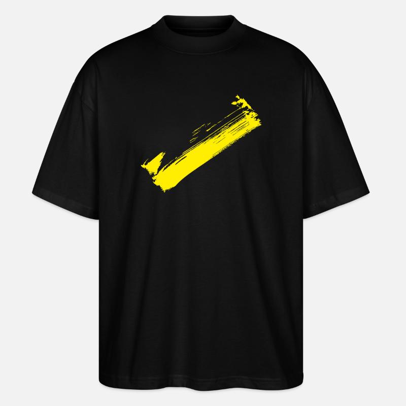 Brush Style Stripe - Diagonal Yellow - Stanley/Stella Oversized Unisex Organic T-shirt Blaster 2.0 - black