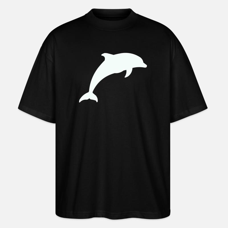 Silhouette de dauphin lumineux - T-shirt bio Blaster 2.0 coupe oversize Stanley/Stella Unisexe - noir