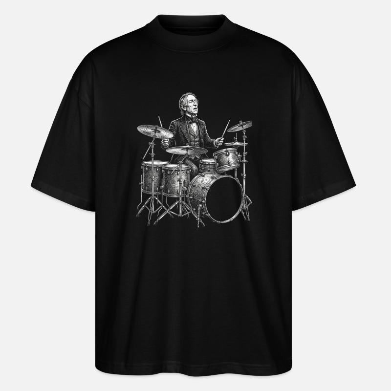 John Tyler spielt Schlagzeug - Stanley/Stella Oversized Unisex Bio T-Shirt Blaster 2.0 - Schwarz
