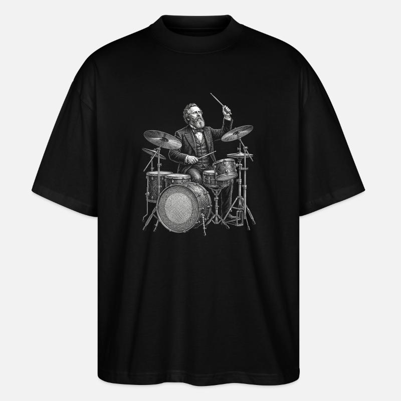 Rutherford B. Hayes plays drums - Stanley/Stella Oversized Unisex Organic T-shirt Blaster 2.0 - black