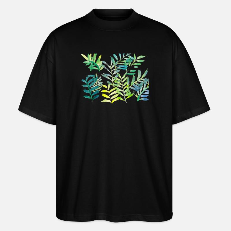Water-coloured leaf branches - Stanley/Stella Oversized Unisex Organic T-shirt Blaster 2.0 - black