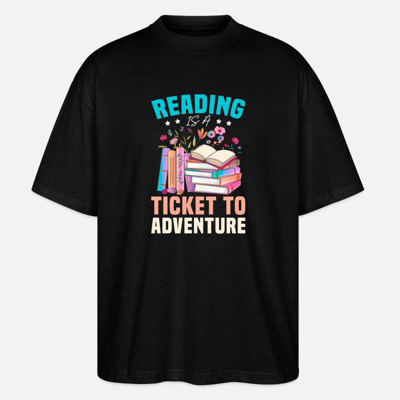 Lesen ist Ticket zur Abenteuerreise - Stanley/Stella Oversized Unisex Bio T-Shirt Blaster 2.0 - Schwarz