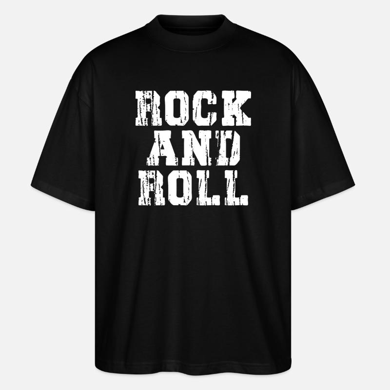 Rock'n'Roll Distressed Text Logo - Stanley/Stella Oversized Unisex Bio T-Shirt Blaster 2.0 - Schwarz