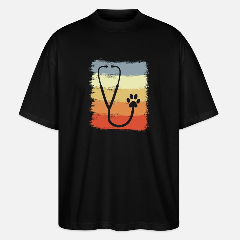 Dessin du stéthoscope - T-shirt bio Blaster 2.0 coupe oversize Stanley/Stella Unisexe - noir