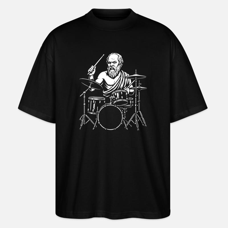 Ancient Socrates  Drummer Line Art - Stanley/Stella Oversized Unisex Organic T-shirt Blaster 2.0 - black