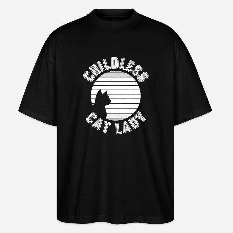Cat Silhouette Sunset Emblem - Stanley/Stella Oversized Unisex Organic T-shirt Blaster 2.0 - black