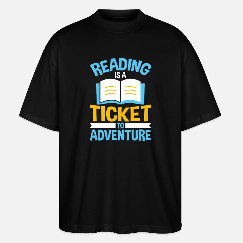 Lesen ist Ticket zu Abenteuern - Stanley/Stella Oversized Unisex Bio T-Shirt Blaster 2.0 - Schwarz