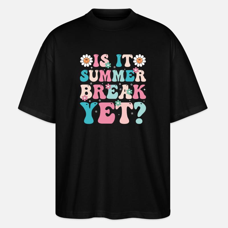 Sommerpause Retro-Blumen Schriftzug - Stanley/Stella Oversized Unisex Bio T-Shirt Blaster 2.0 - Schwarz