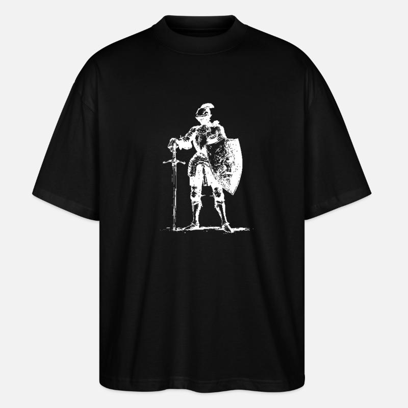 Knight in Armor with Shield - Stanley/Stella Oversized Unisex Organic T-shirt Blaster 2.0 - black