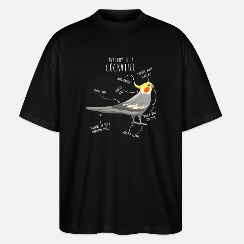 Nymphensittich-Anatomie - Stanley/Stella Oversized Unisex Bio T-Shirt Blaster 2.0 - Schwarz