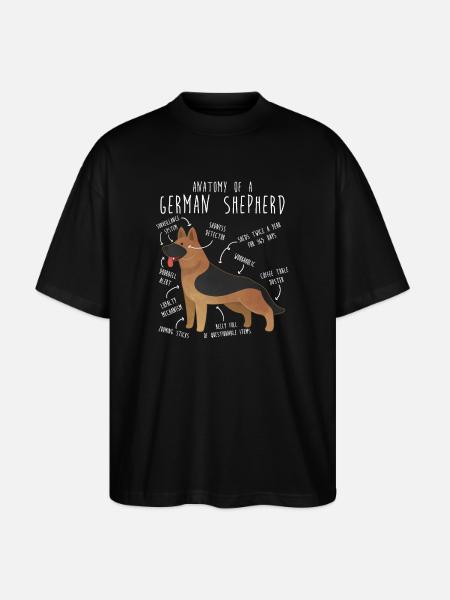 German Shepherd Dog Anatomy - Stanley/Stella Oversized Unisex Organic T-shirt Blaster 2.0 - black