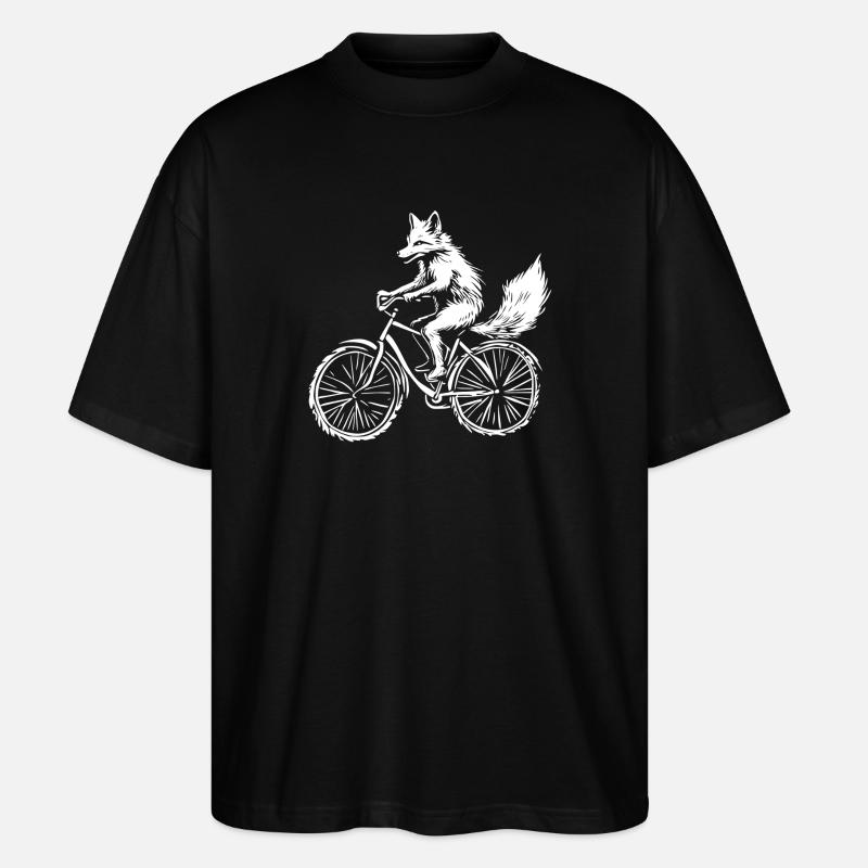 Funny Bicycle Fox - Stanley/Stella Oversized Unisex Organic T-shirt Blaster 2.0 - black