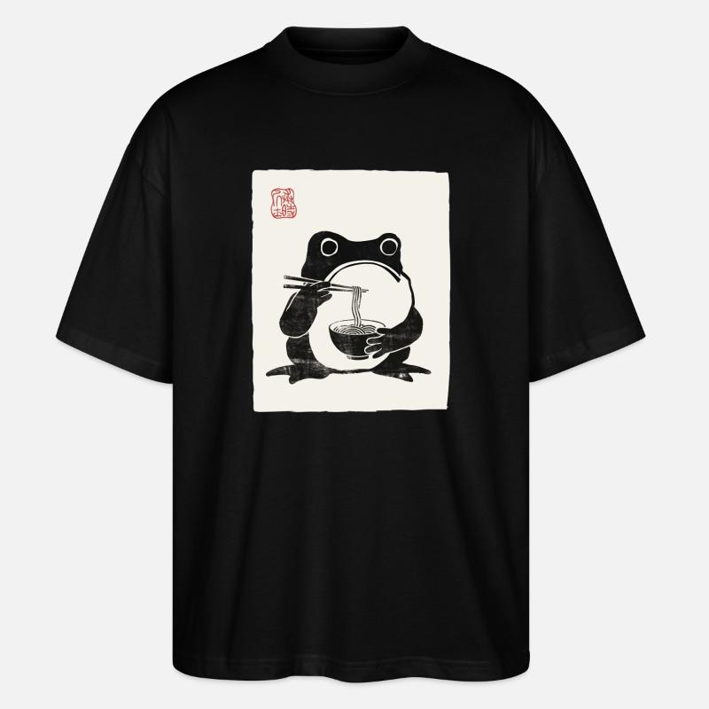 Japanisches Grumpy Frog Ramen-Nudelfest - Stanley/Stella Oversized Unisex Bio T-Shirt Blaster 2.0 - Schwarz