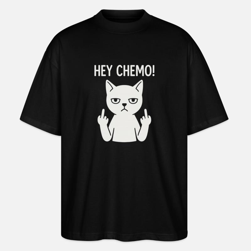 Freche Chemo-Unterstützungskatze - Stanley/Stella Oversized Unisex Bio T-Shirt Blaster 2.0 - Schwarz