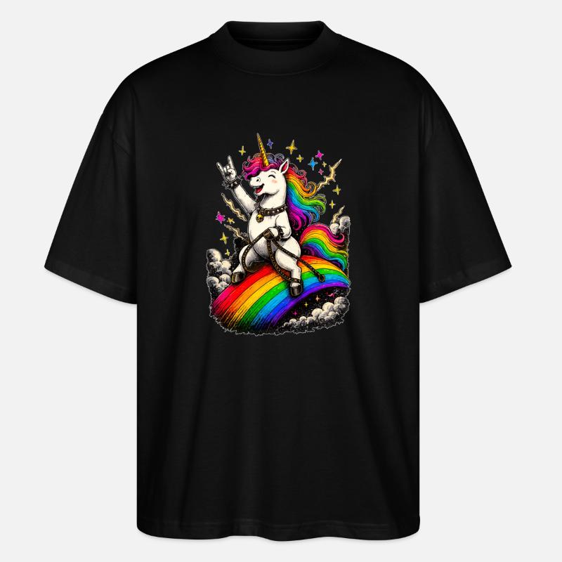 Rockendes Einhorn - Stanley/Stella Oversized Unisex Bio T-Shirt Blaster 2.0 - Schwarz