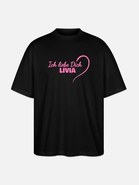 Livia als Herz - Stanley/Stella Oversized Unisex Bio T-Shirt Blaster 2.0 - Schwarz