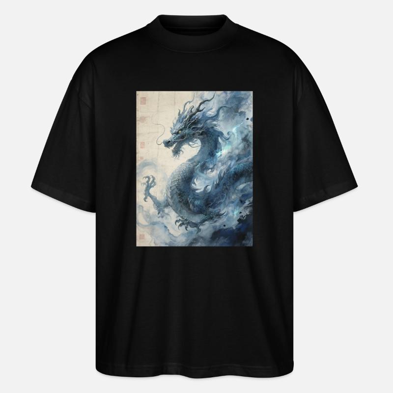 Die Sternennacht: Blauer Drache – Aether - Stanley/Stella Oversized Unisex Bio T-Shirt Blaster 2.0 - Schwarz