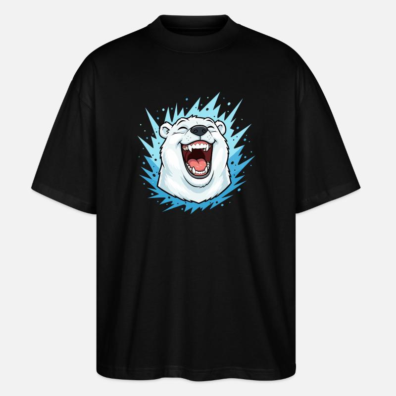 Lachender Eisbär im Blauen Blitz - Stanley/Stella Oversized Unisex Bio T-Shirt Blaster 2.0 - Schwarz
