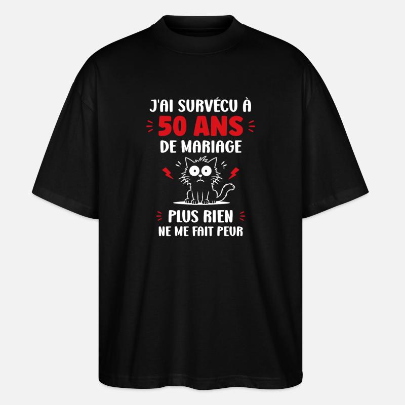 50 Ans de Mariage - T-shirt bio Blaster 2.0 coupe oversize Stanley/Stella Unisexe - noir