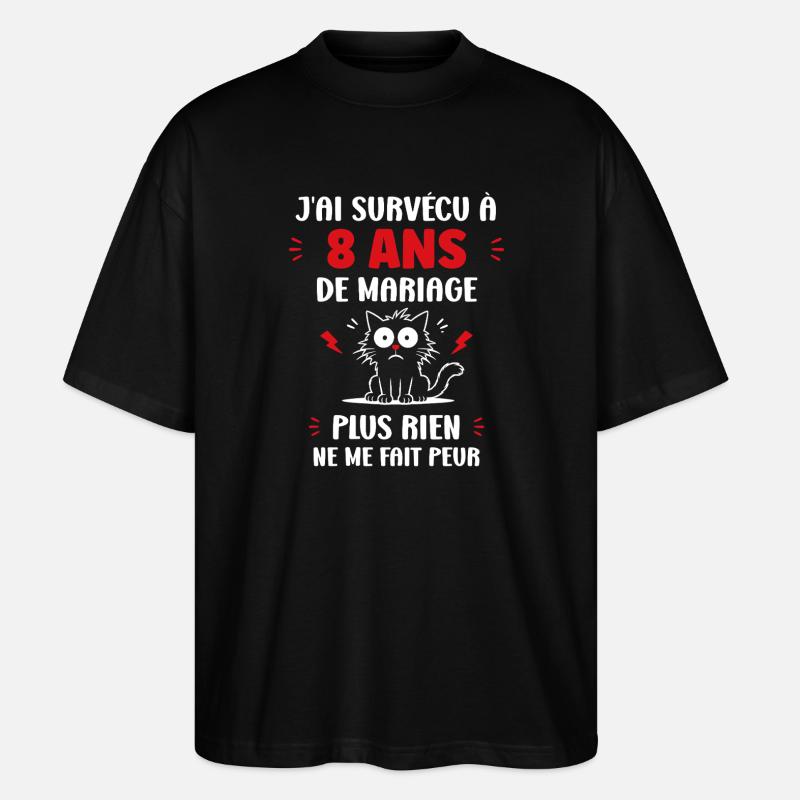 8 ans de mariage - T-shirt bio Blaster 2.0 coupe oversize Stanley/Stella Unisexe - noir