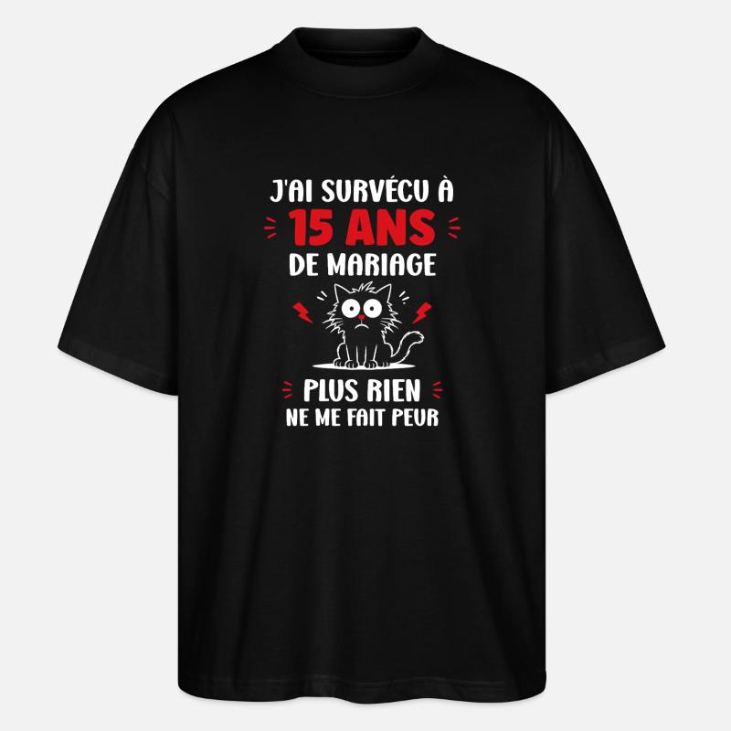 15 ans de mariage - T-shirt bio Blaster 2.0 coupe oversize Stanley/Stella Unisexe - noir